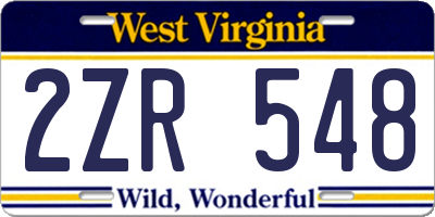 WV license plate 2ZR548