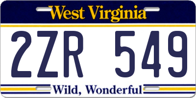 WV license plate 2ZR549