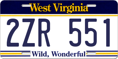 WV license plate 2ZR551