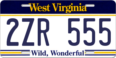 WV license plate 2ZR555