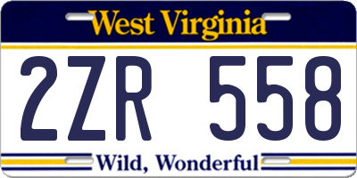 WV license plate 2ZR558