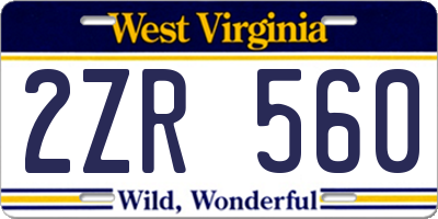 WV license plate 2ZR560