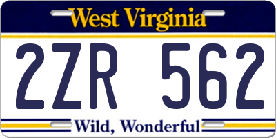 WV license plate 2ZR562