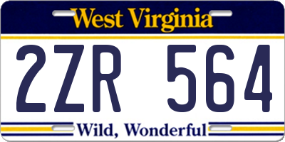 WV license plate 2ZR564