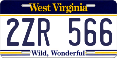 WV license plate 2ZR566