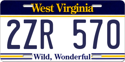 WV license plate 2ZR570
