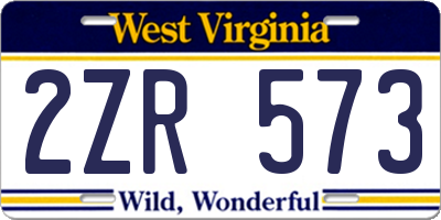 WV license plate 2ZR573
