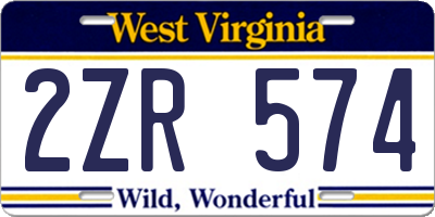 WV license plate 2ZR574