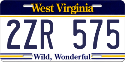 WV license plate 2ZR575