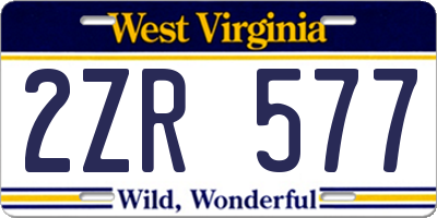 WV license plate 2ZR577