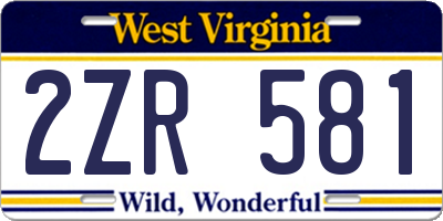 WV license plate 2ZR581