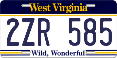 WV license plate 2ZR585