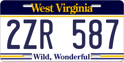 WV license plate 2ZR587
