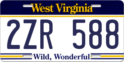 WV license plate 2ZR588