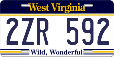 WV license plate 2ZR592