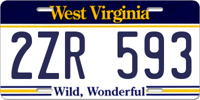 WV license plate 2ZR593
