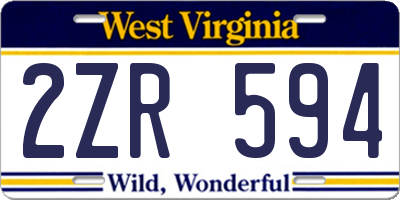 WV license plate 2ZR594