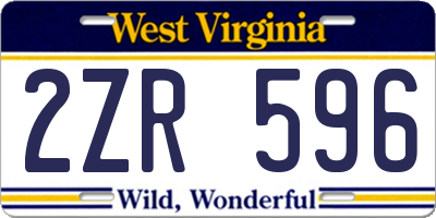 WV license plate 2ZR596