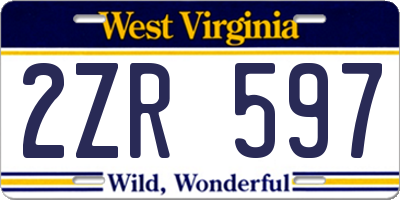WV license plate 2ZR597