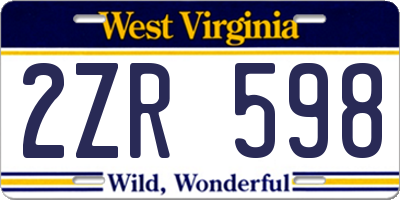 WV license plate 2ZR598