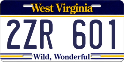 WV license plate 2ZR601