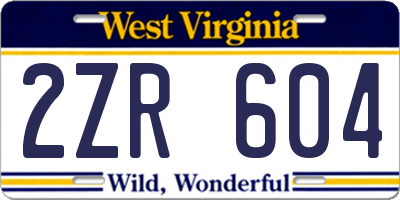 WV license plate 2ZR604