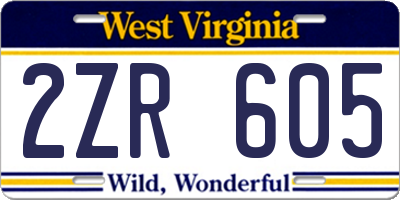 WV license plate 2ZR605