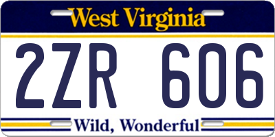 WV license plate 2ZR606