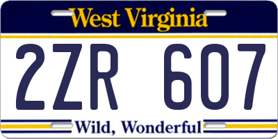 WV license plate 2ZR607