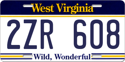 WV license plate 2ZR608