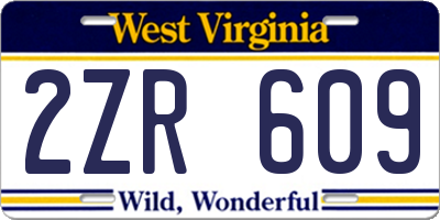 WV license plate 2ZR609