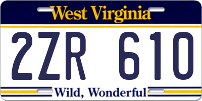 WV license plate 2ZR610
