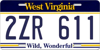 WV license plate 2ZR611