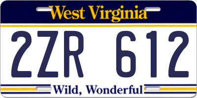 WV license plate 2ZR612