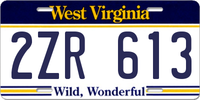 WV license plate 2ZR613
