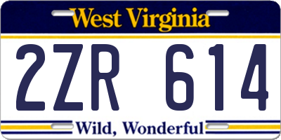 WV license plate 2ZR614