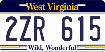 WV license plate 2ZR615