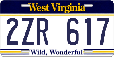 WV license plate 2ZR617