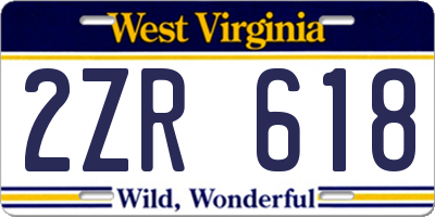 WV license plate 2ZR618