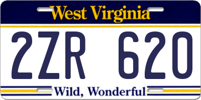 WV license plate 2ZR620