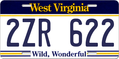 WV license plate 2ZR622