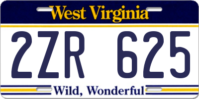 WV license plate 2ZR625