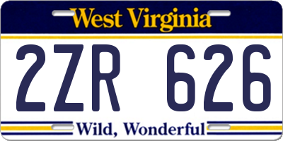 WV license plate 2ZR626
