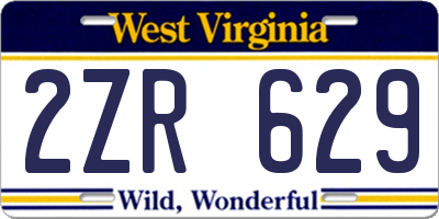 WV license plate 2ZR629