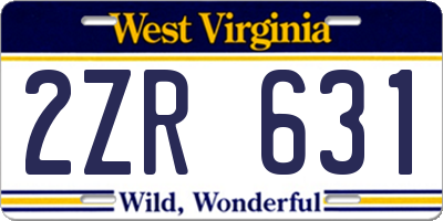WV license plate 2ZR631