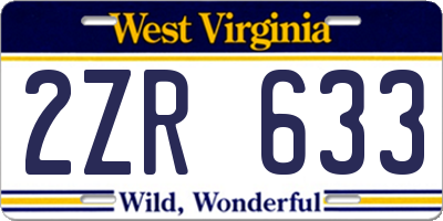 WV license plate 2ZR633
