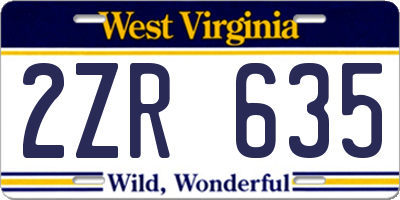 WV license plate 2ZR635