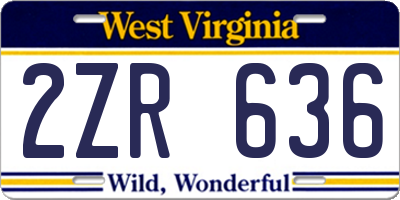 WV license plate 2ZR636