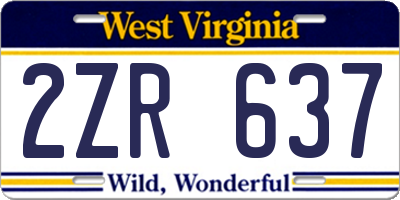 WV license plate 2ZR637