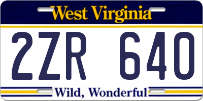 WV license plate 2ZR640